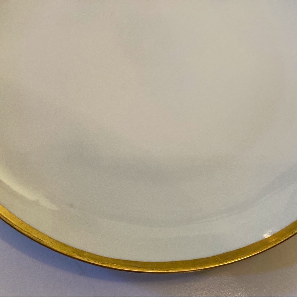 Antique art deco round porcelain serving/dressing table platter gloss white/gold - Picture 6 of 13